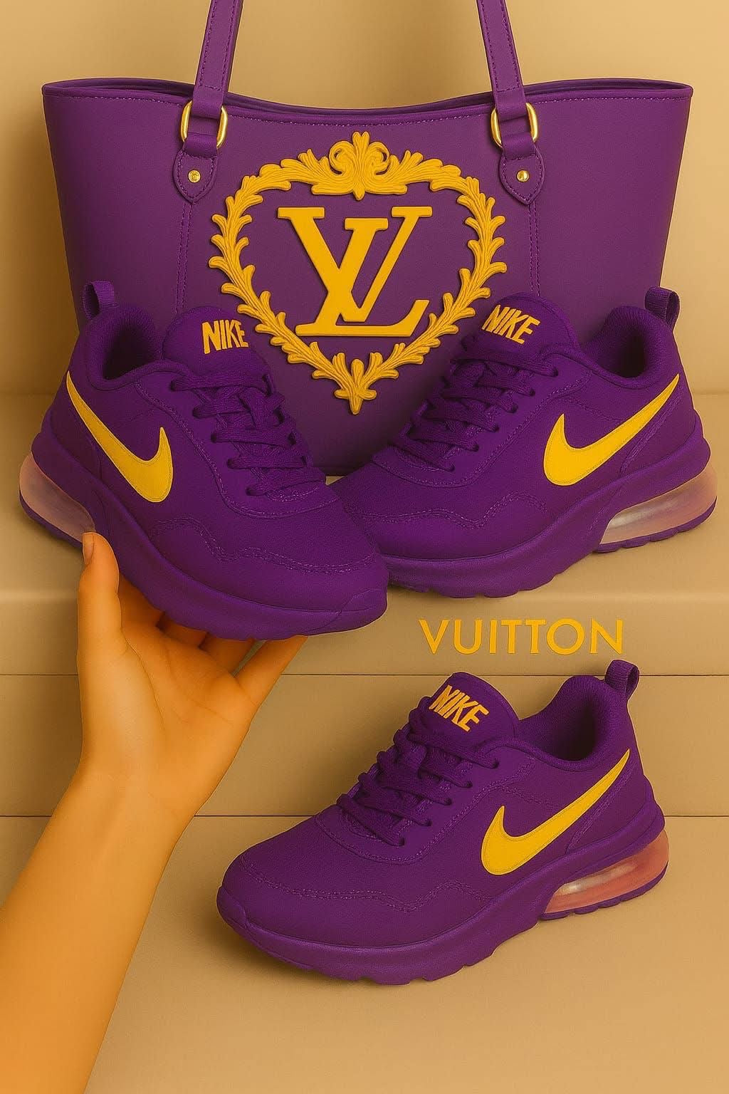 **π₯ Amazing Purple Air Max 90" + Luxe Purple Shoulder Bag Reign Supreme in Style π₯**