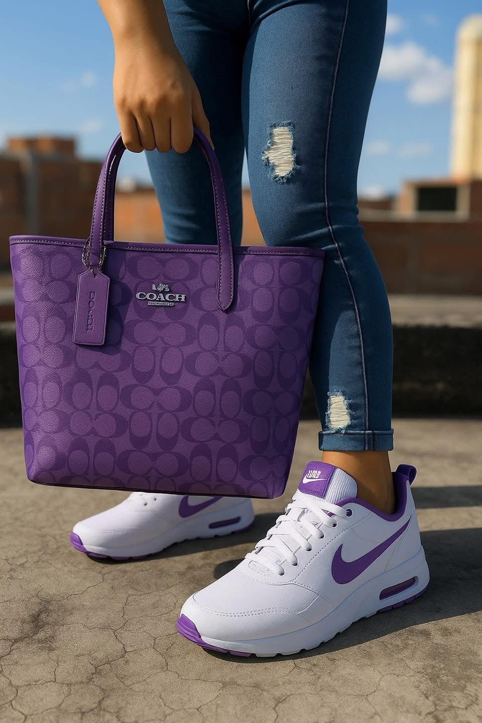 **π₯ Amazing Purple Air Max 90" + Luxe Purple Shoulder Bag Reign Supreme in Style π₯**