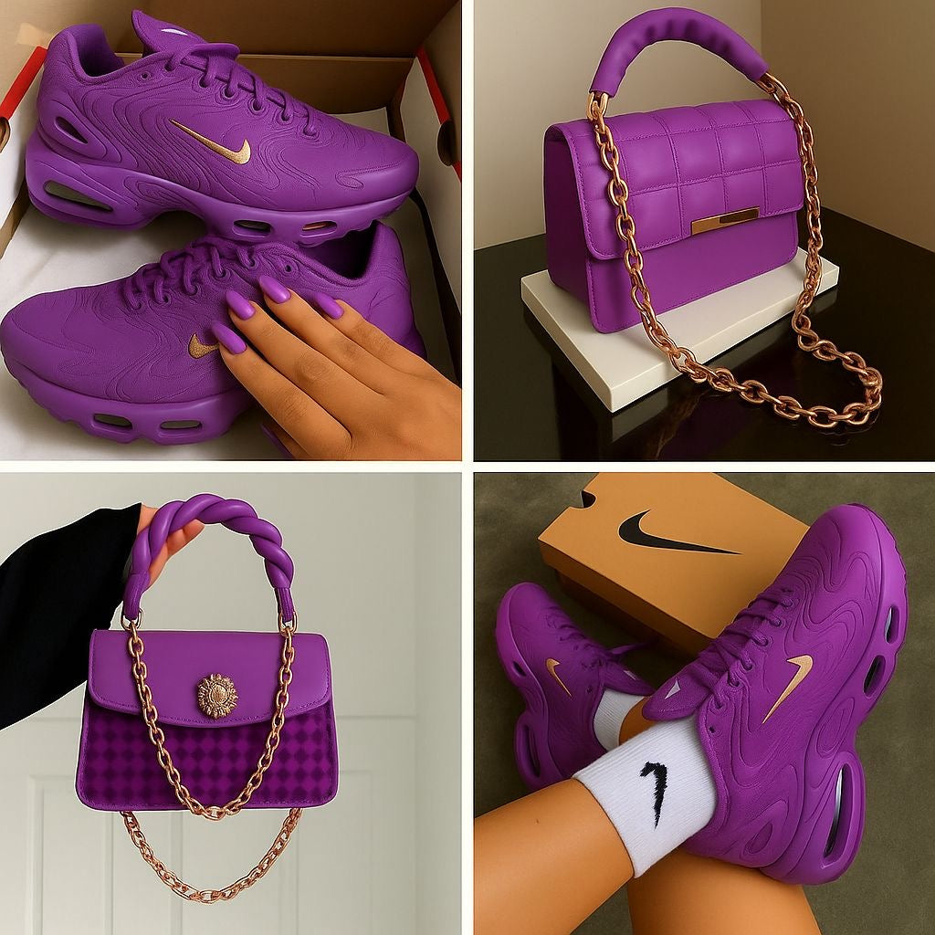 **π₯ Air TN Purple Sneakers" + Matching Shoulder Bag Reign Supreme in Style π₯**