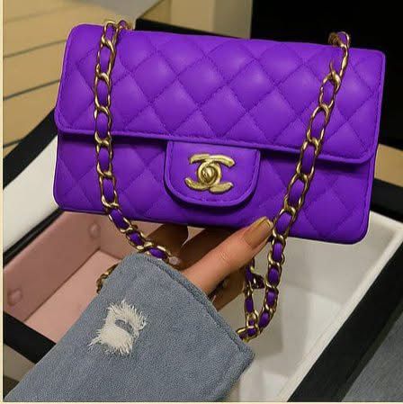 **🔥 Purple Classic Maxi Lambskin Leather Double Flap Bag 🔥**