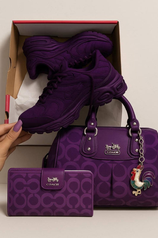 **🔥 Air TN Purple Sneakers" + Matching Shoulder Bag Reign Supreme in Style 🔥**
