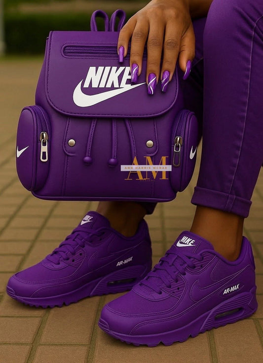 **🔥 Amazing Purple Air Max " + Luxe Purple Shoulder Bag Reign Supreme in Style 🔥**