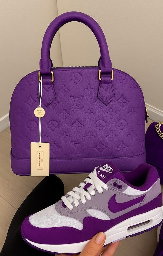 **🔥 Amazing Purple Air Max " + Luxe Purple Shoulder Bag Reign Supreme in Style 🔥**