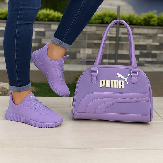 **🔥 Amazing Purple Suede Classic Badge Sneaker" + Luxe Purple Shoulder Bag Reign Supreme in Style 🔥**