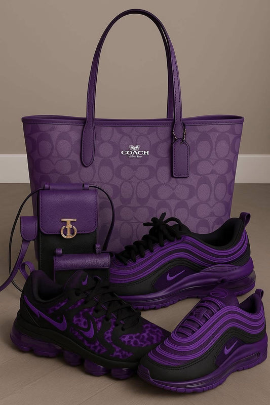**🔥 Amazing Purple Air Max " + Luxe Purple Shoulder Bag Reign Supreme in Style 🔥**