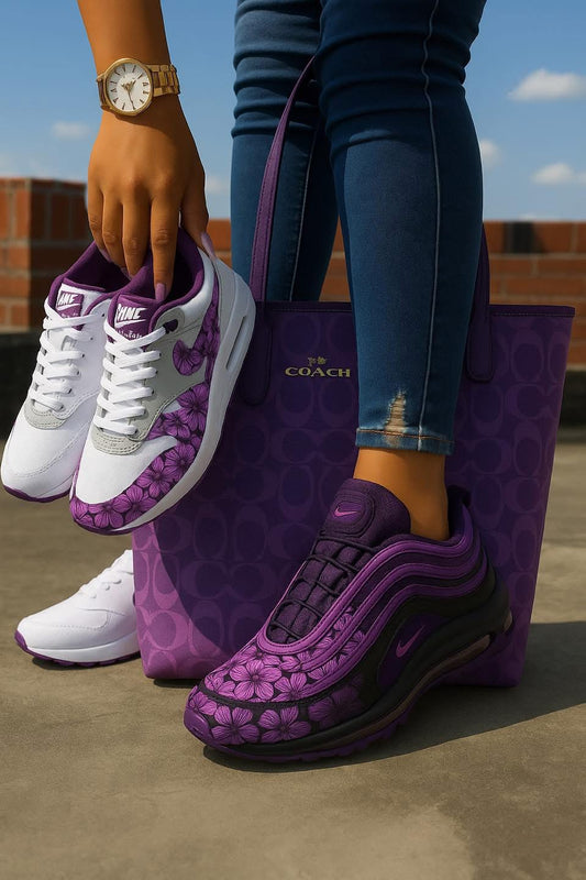 **🔥 Amazing Purple Air Max " + Luxe Purple Shoulder Bag Reign Supreme in Style 🔥**