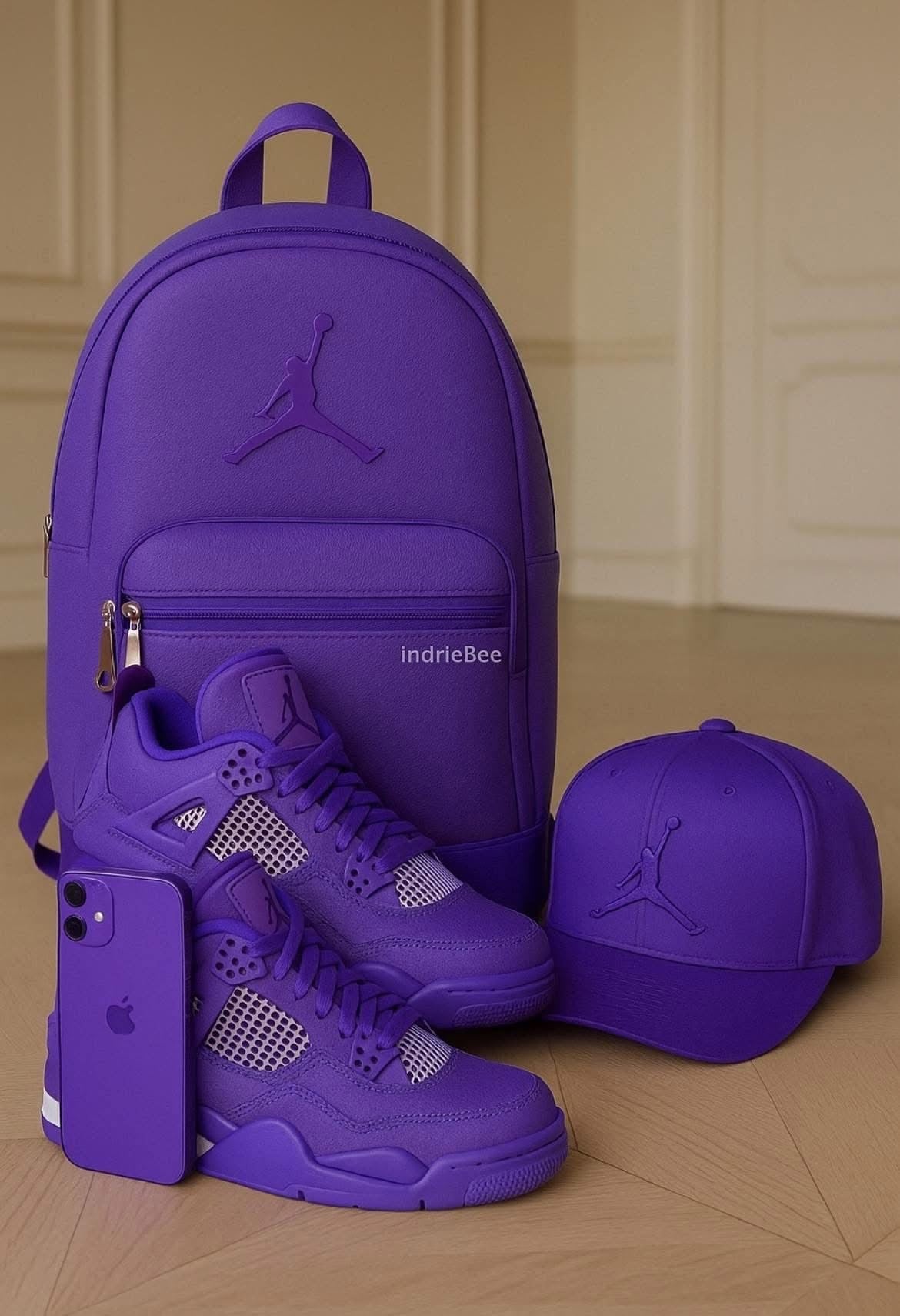 **🔥 THE ALL NEW AIR JORDAN 4 RETRO SNEAKERS " + Luxe Purple Shoulder Bag Reign Supreme in Style 🔥**