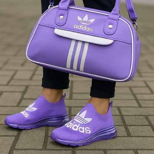 **🔥 Amazing Cloudfoam Walk Lounger Shoes" + Luxe Purple Shoulder Bag Reign Supreme in Style 🔥**