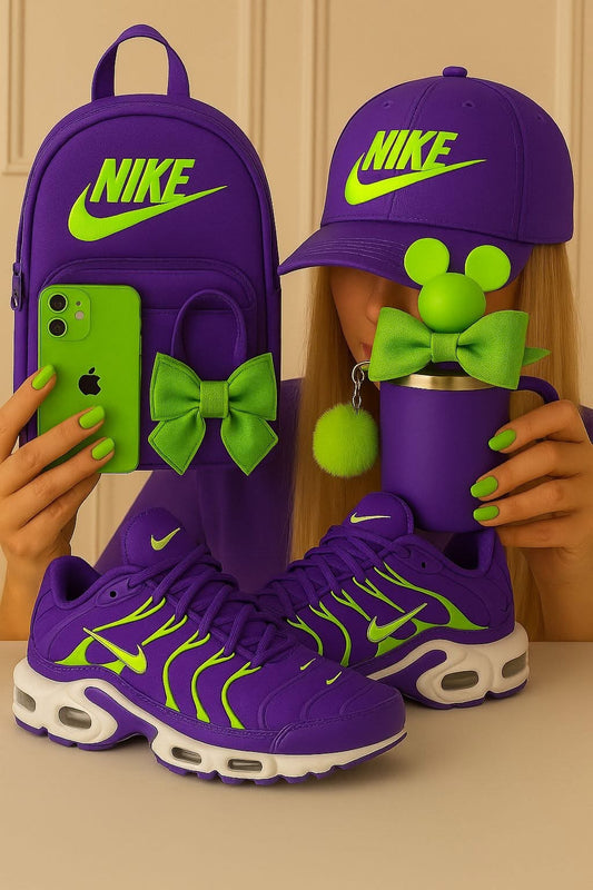 **🔥 Air TN Purple Sneakers" + Matching Shoulder Bag Reign Supreme in Style 🔥**