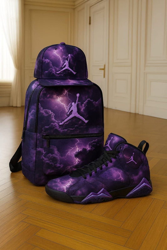 **🔥 THE ALL NEW AIR JORDAN 4 RETRO SNEAKERS " + Luxe Purple Shoulder Bag Reign Supreme in Style 🔥**