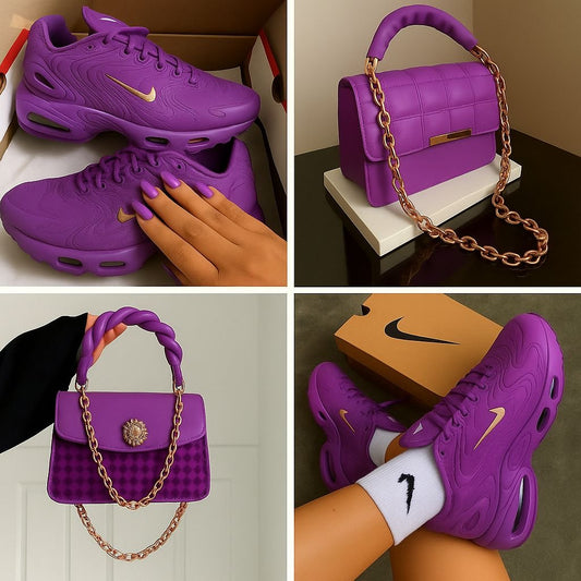 **🔥 Air TN Purple Sneakers" + Matching Shoulder Bag Reign Supreme in Style 🔥**